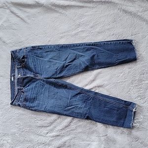 Old Navy, mid-rise boyfriend jeans. Frayed bottom